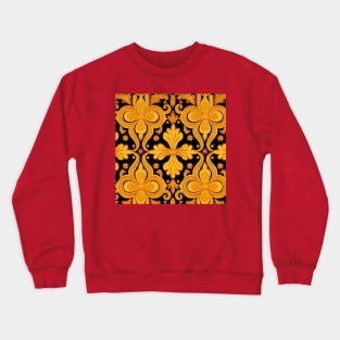 Russian Khokhloma Art Inspired Design Black and Gold Almost Clovers Crewneck Sweatshirt